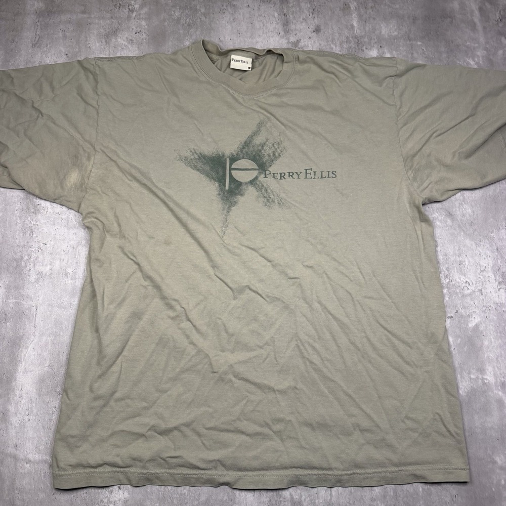 Perry Ellis T Shirt Vintage Y2K Graphic Logo Short Sleeve Size 2XL